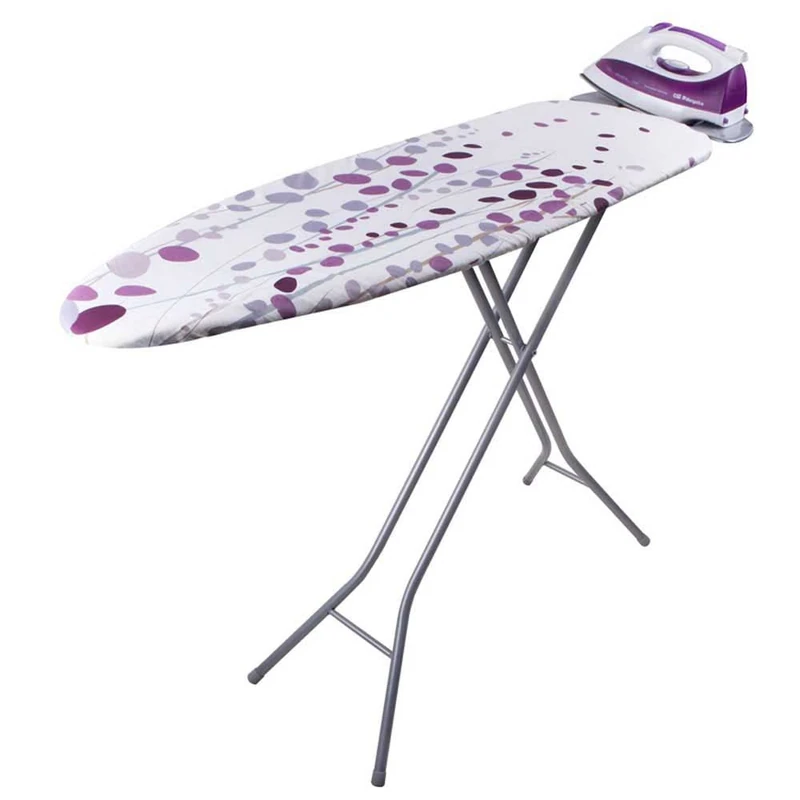 Orbegozo TP 2000 Ironing Board, Made with Steel Mesh, Cotton Cover, Support for Ironing Stations, White and Purple, 114 x 36 cm