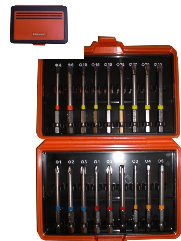 Projahn 4093 1/4-Inch Bit Box with Marked Bits Set of 18