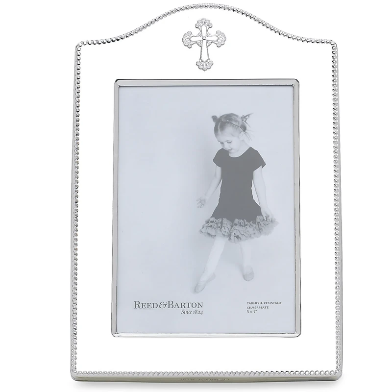 Reed & Barton Abbey Cross Silverplate 5" X 7" Frame, Silver-plated, Metallic, 1.4 LB