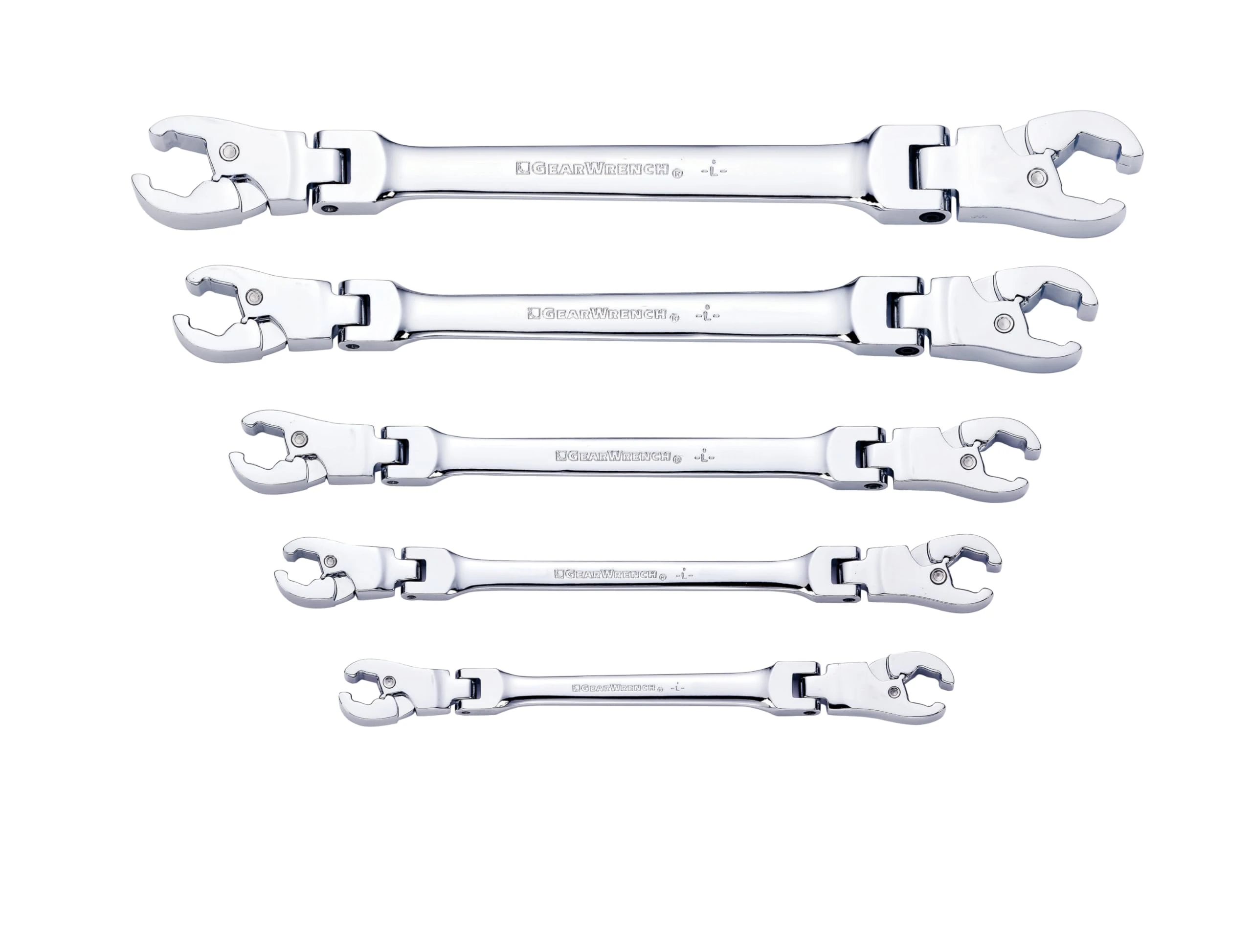 GearWrench 5 Pc. Ratcheting Flex Head Flare Nut Wrench Set, SAE - 89100