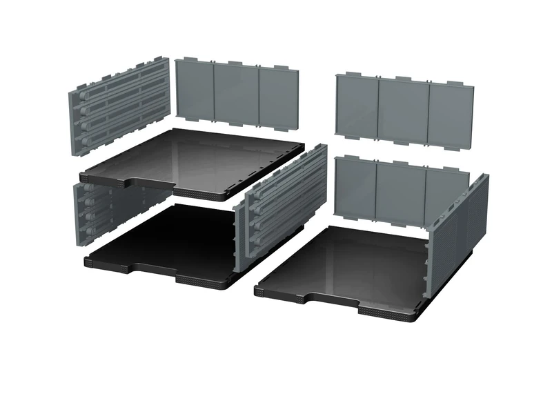 Exacompta - Ref 360714D - Modulodoc Set ECOBlack - Jumbo Cases - Suitable for A4+ Documents, Holds Up to 5kg, Flexible Office Organisation- Black/Mouse Grey