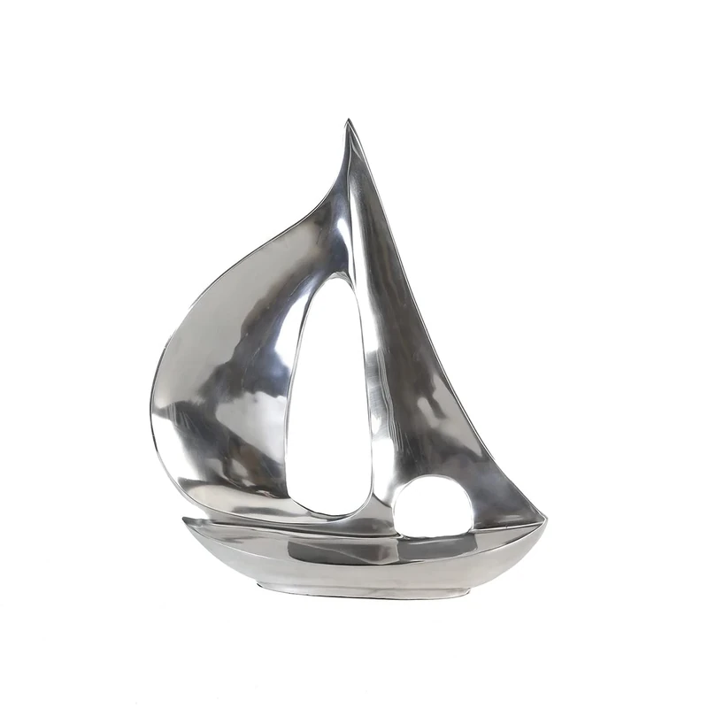 GILDE - Aluminium Sculpture Boat - Polished - Bathroom Decoration - Height 35 cm