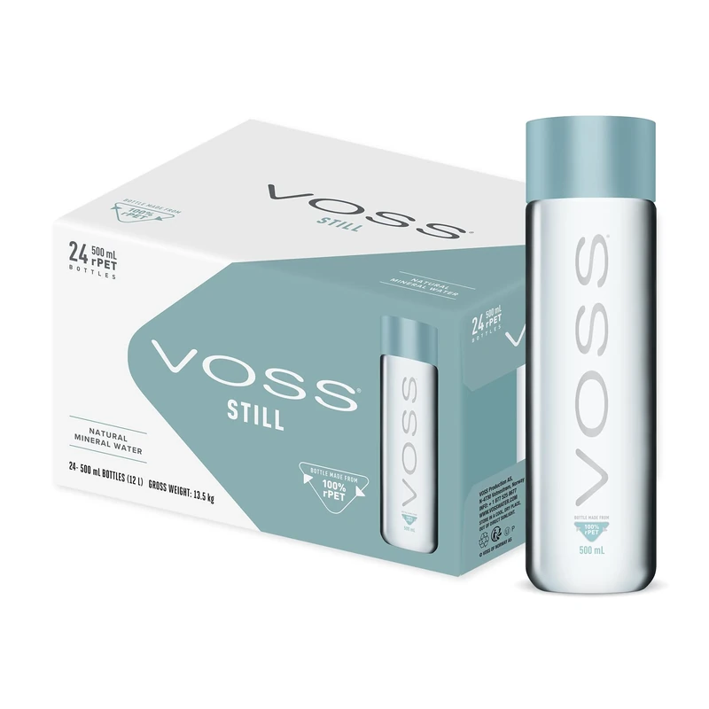 VOSS Still Water, Pack of 24 x 500ml PET Bottles, Natural Mineral Water