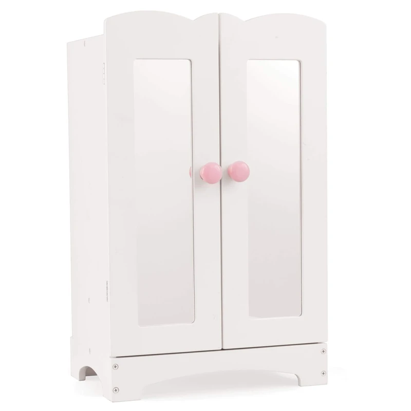 KidKraft Lil' Doll Armoire, White Wooden Toy Closet With Clothes Hangers for Dolls' Clothes, Baby Doll Accessories, Kids' Toys, 60132