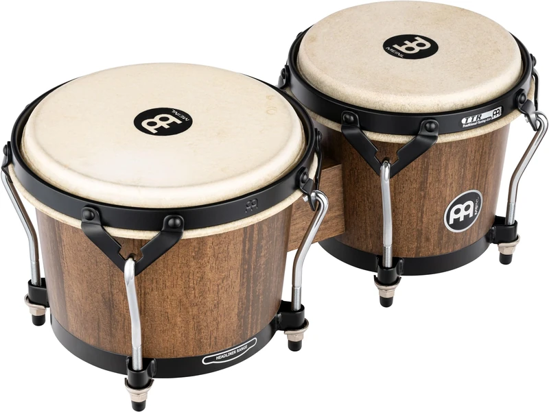 Meinl Percussion Bongos Headliner Wood - 2 hand drums with 6.75 and 8 inches - including tuning key - Siam Oak, Brown (HTB100WB-M)