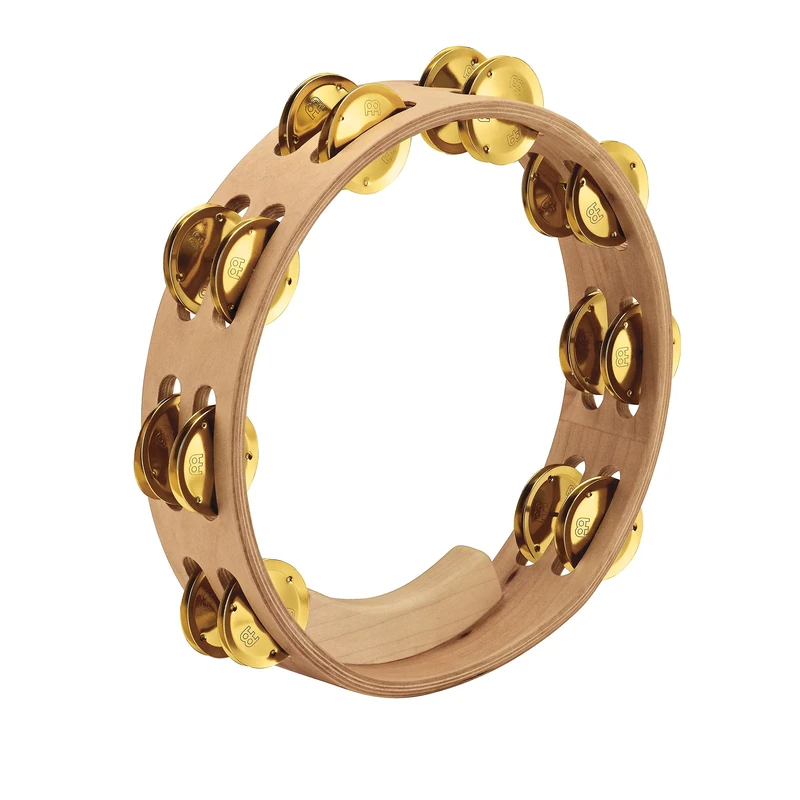 Meinl Percussion Artisan Wood Tambourine - 2-Row Tambourine - 10-inch Diameter - Maple / Brass, Natural (AE-MTA2B)