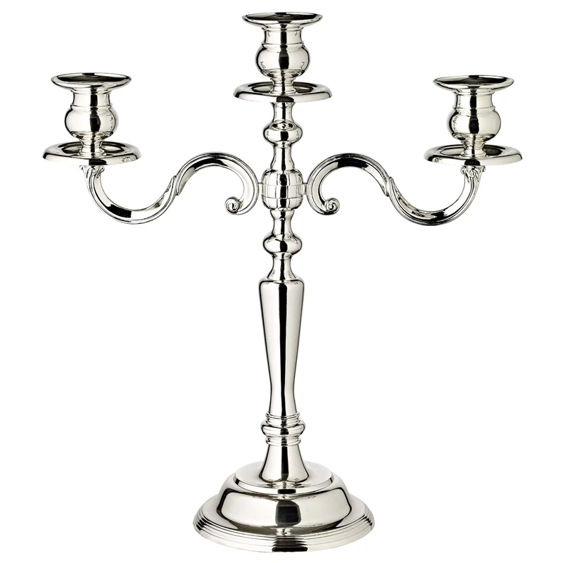 EDZARD Candlestick Regina, 3-flame, height 14,2 in, silver plated, tarnish protected