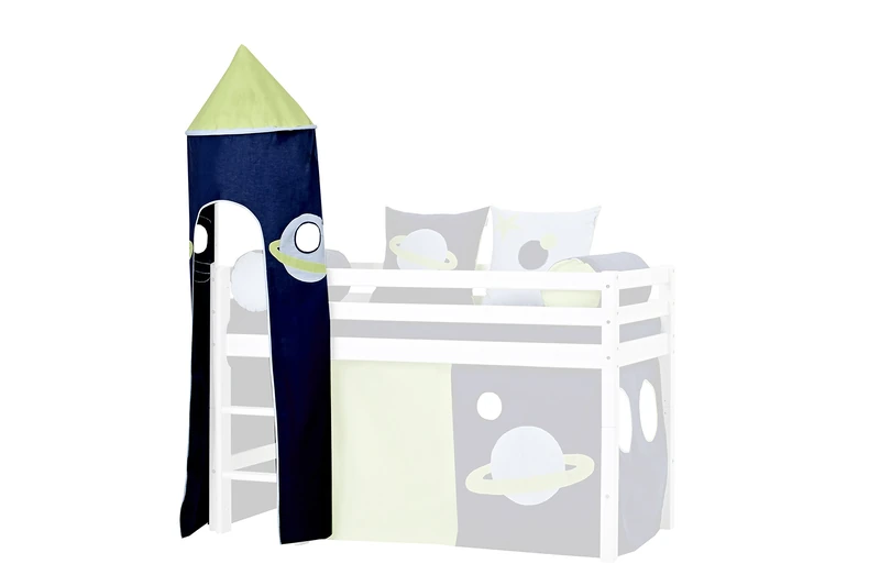 Hoppekids Space Tower for Half-High Bed including Frame, Fabric, Blue