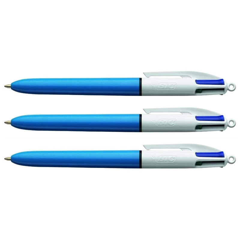 BIC 4-Colour Retractable Ballpoint Pens - 1.0mm Medium, Pack of 3