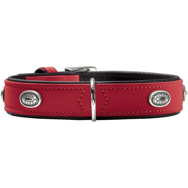 HUNTER Softie Stone Art-Nubuk Nickel Collar, 60/46 x 53 cm, Large, Red/Nappa Black