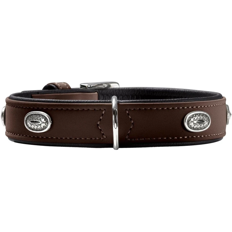 HUNTER Softie Stone Art-Nubuk Nickel Collar - Large, Brown/Black