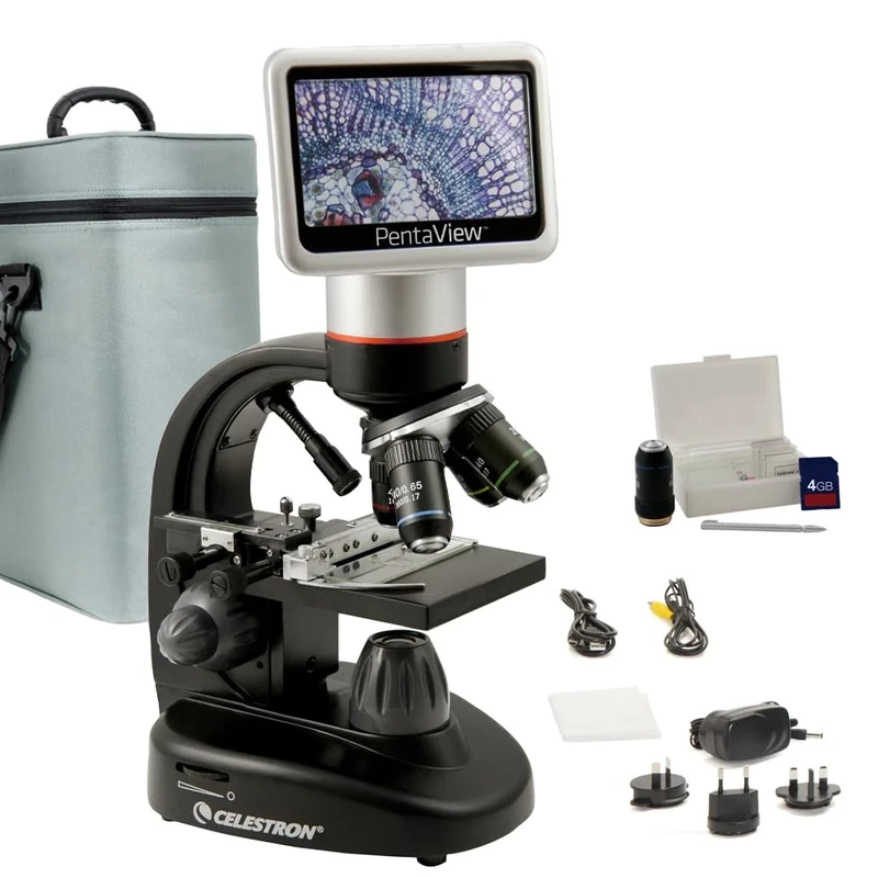 Celestron 44348 PentaView LCD Digital Microscope, 40x-60x Magnification, Black/Silver