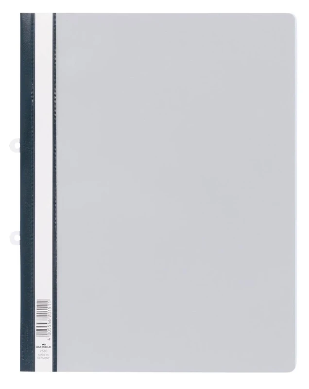 Durable Clear View A4 Document Folder Grey | Transparent Front Cover | Pack of 25 Folders | Perfect For Holding A4 Punched Documents
