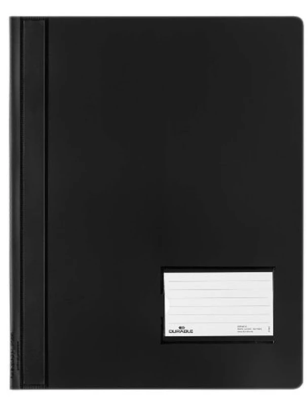 Durable DURALUX A4 Document Folder Black | Made From PVC | Extra Wide For Filing Punched Pockets | Pack of 25