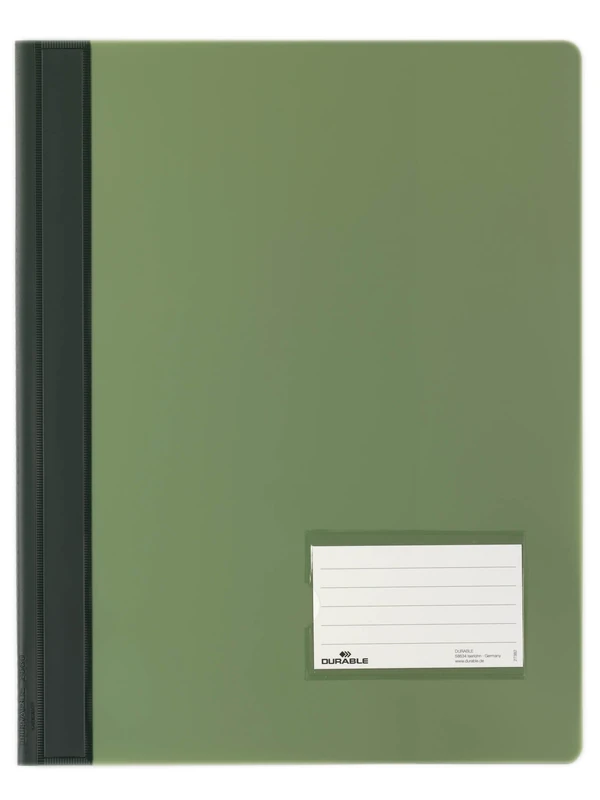 Durable DURALUX A4 Document Folder Green | Made From PVC | Extra Wide For Filing Punched Pockets | Pack of 25
