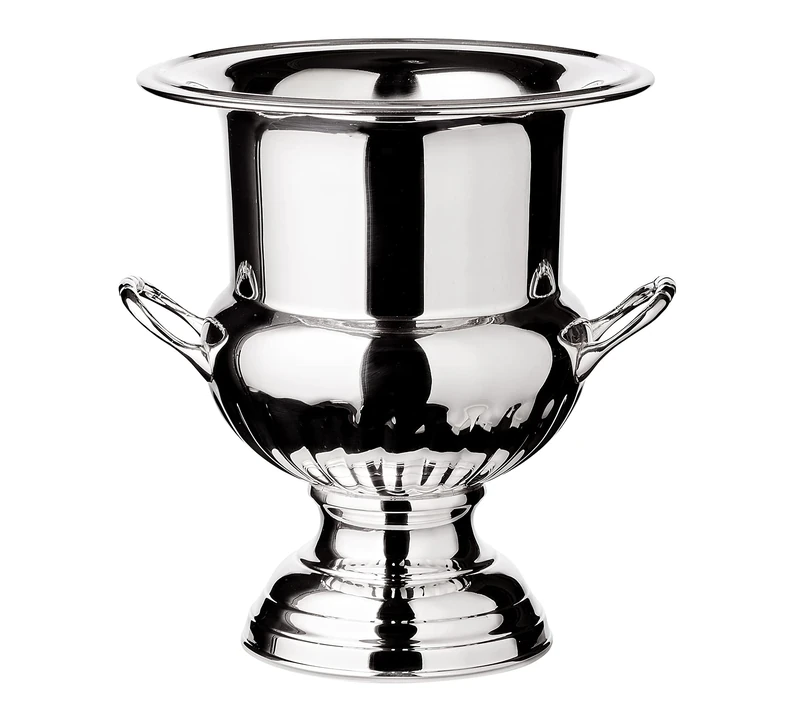 EDZARD Bottle Cooler Queen Anne with Handles, Heavy Silver Plated, Diameter 9,1 in, Height 10,2 in