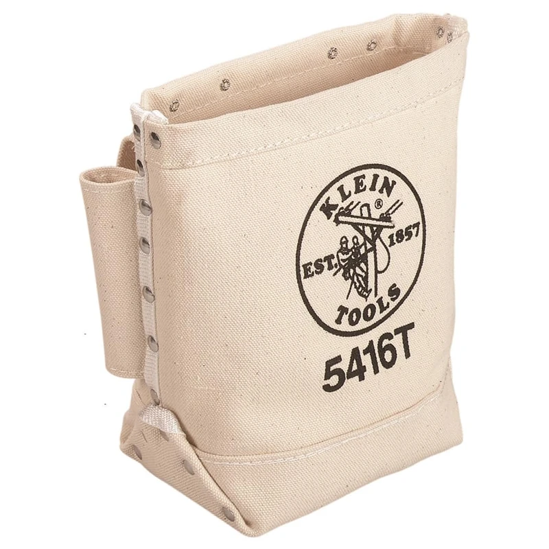 Canvas Bolt Bag, Small Bag for Bolt Storage with Bull Pin Loops, Belt Tunnel Loop Connection, Klein Tools 5416T