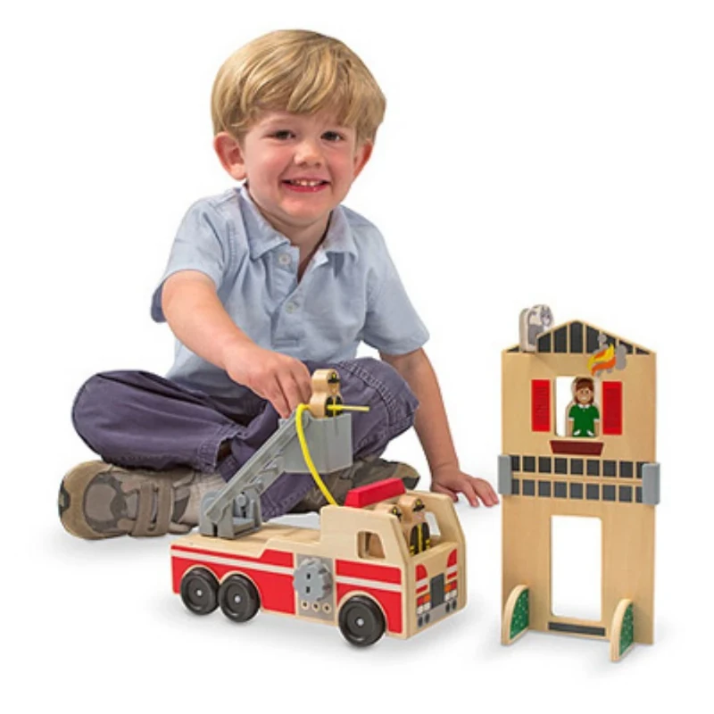 Melissa And Doug Whittle World Wooden Fire Rescue Set