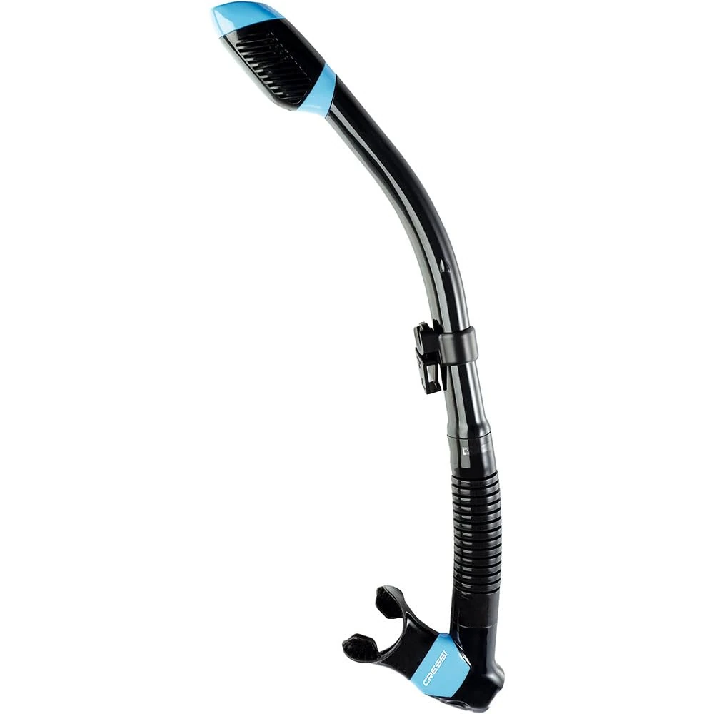 CRESSI Dry Snorkel - Unisex Premium Dry Snorkel for Diving/Apnea/Snorkeling, Black/Blue, One Size