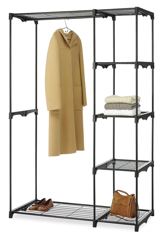 Whitmor 6779-4114-BLK Deluxe Double Rod Closet, Black