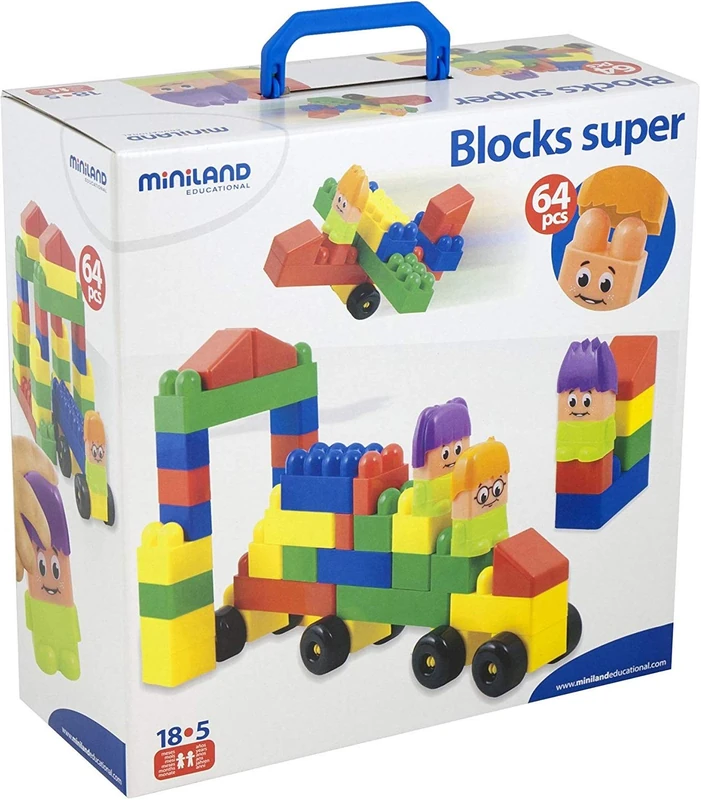 Miniland 32337 Super Block 64-Piece Building Set