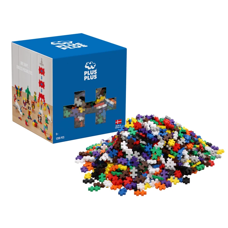 PLUS PLUS Building Blocks Toy - 1200 pc Kids Construction Toys, Creative Learning Resources and STEM Play for Home and Travel - Girls and Boys Toys Age 5 Plus - Basic 1200 Pieces