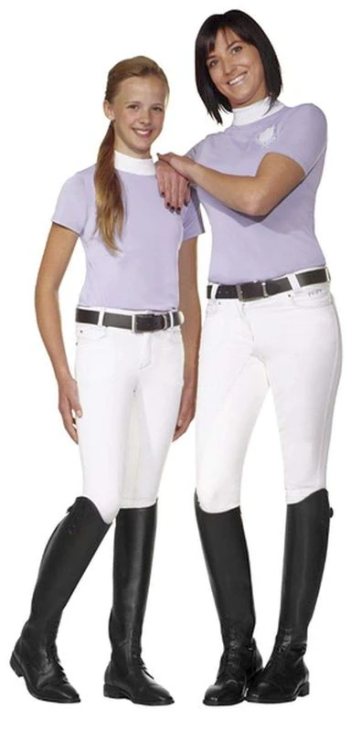 PFIFF Julie Women's Full Seat Jodhpurs Stretch Hip Shape Faux Leather Full Seat White Silver