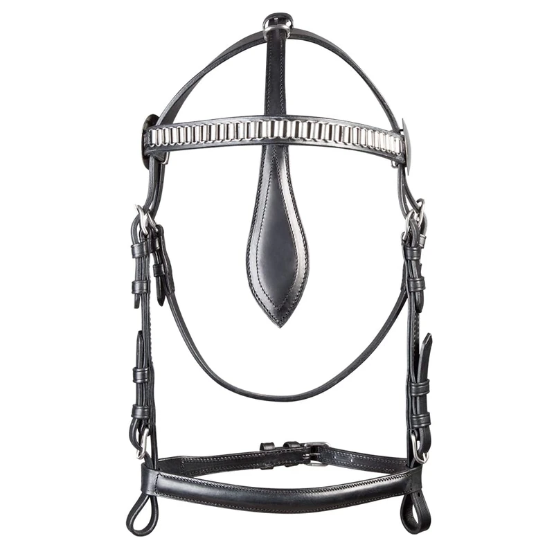 PFIFF Standard Driving Bridle without Blinders - Black, Cart Horse
