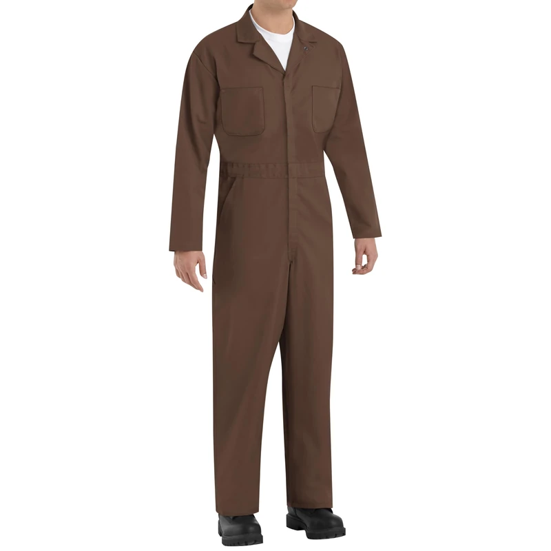 Red Kap Men's CT10BN Work Utility Coveralls, Brown, 44 Long