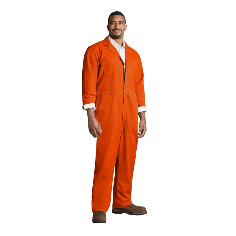 Red Kap Men's Twill Action Back Coverall Work Utility, Orange, 42 Long