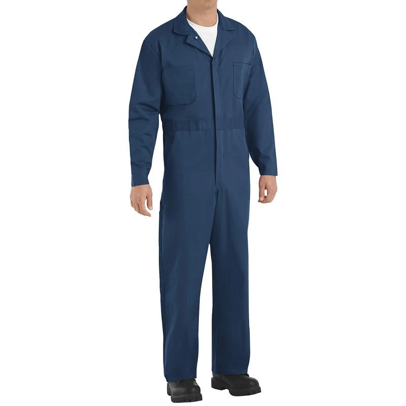 Red Kap Men's Button Front Cotton Coverall, Navy, 64