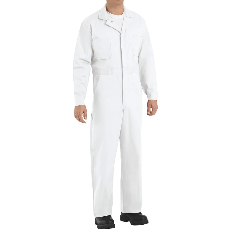 Red Kap Men's Button-Front Cotton Coverall - - 40 Long White