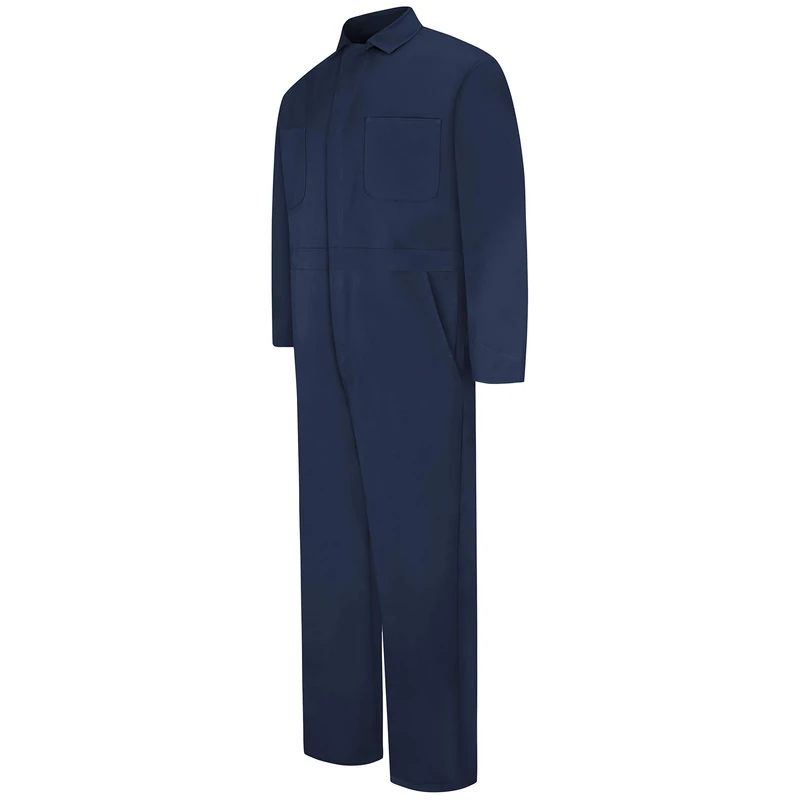 Red Kap Men's Snap Front Cotton Coverall, Oversized Fit, Long Sleeve, Navy, 50