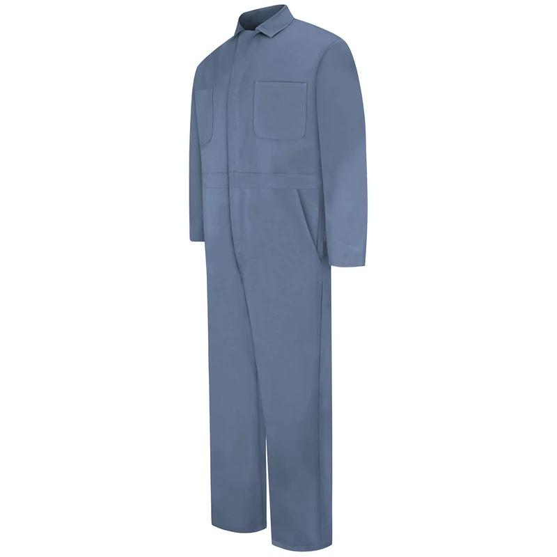 Red Kap Men's Snap Front Cotton Coverall, Oversized Fit, Long Sleeve, Postman Blue, 42