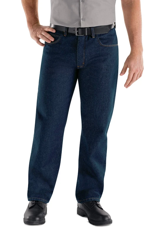 Red Kap Men's Relaxed Fit Jean, Prewashed Indigo, 46x30