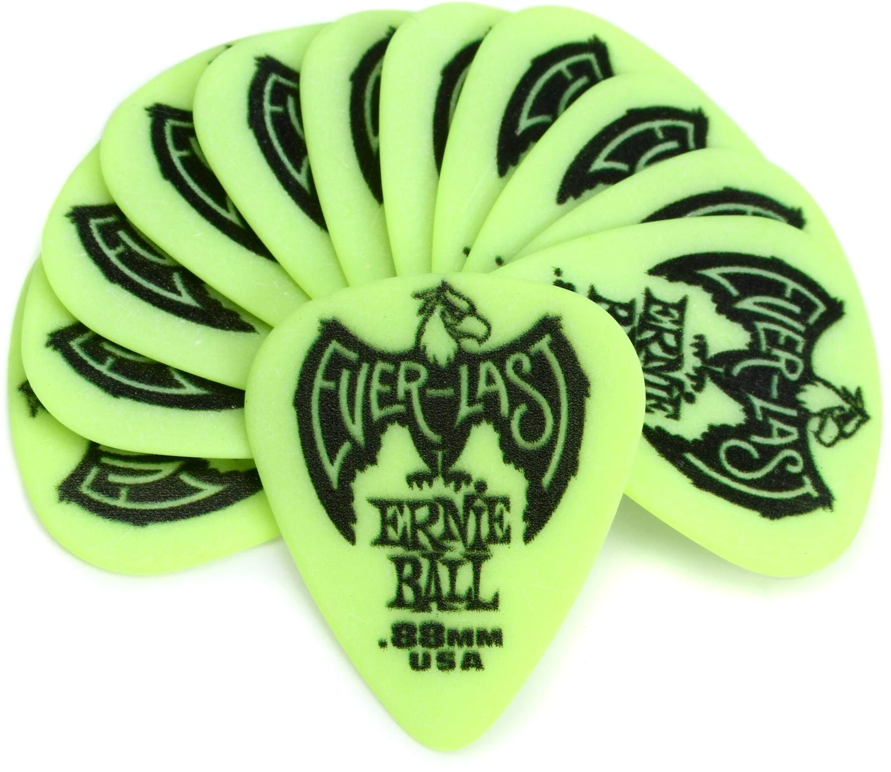 Ernie Ball .88 mm Green Everlast Picks 12-pack