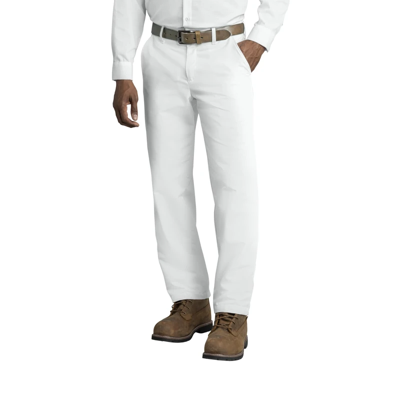 Red Kap Men's Stain Resistant, Flat Front Work Pants Utility, White, 32W x 30L