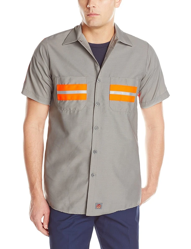 Red Kap Men's Performance Tech Shirt with Gripper at Neck, Light Grey With Trim, Large Tall