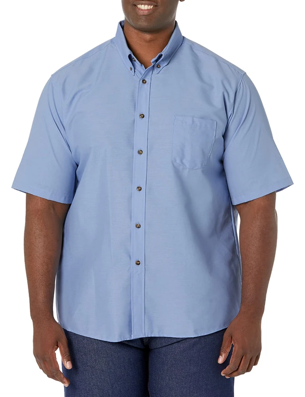 Red Kap Men's RK Poplin Dress Shirt, Light Blue, SS XXL