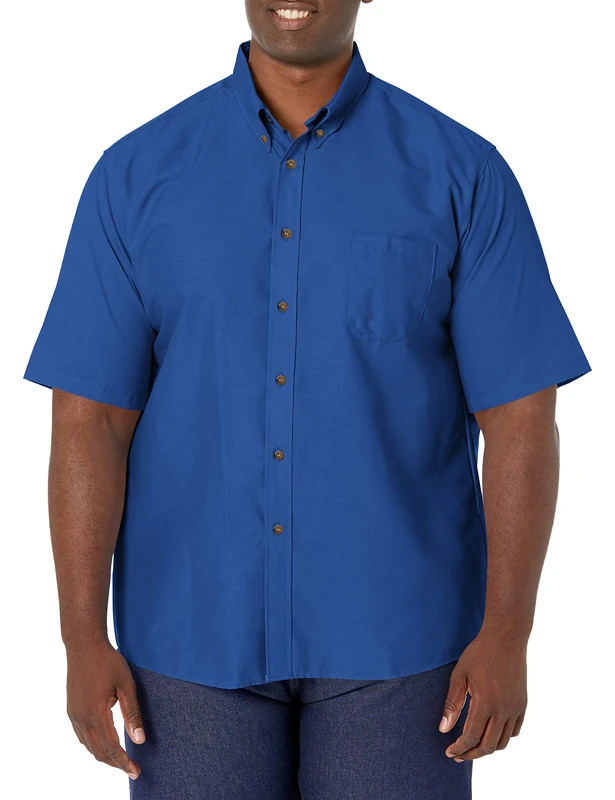 Red Kap Men's Short Sleeve Poplin Dress Shirt, Royal Blue, 4X-Large