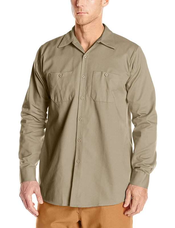 Red Kap Men's Wrinkle Resistant Cotton Work Shirt, Khaki, XXXL Tall