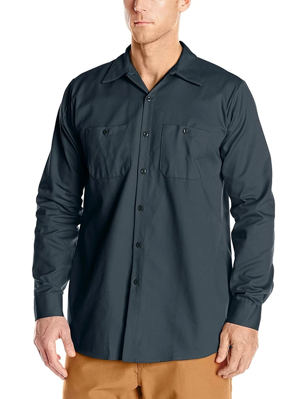 Red Kap Men's Wrinkle Resistant Cotton Work Shirt, Spruce Green, Large