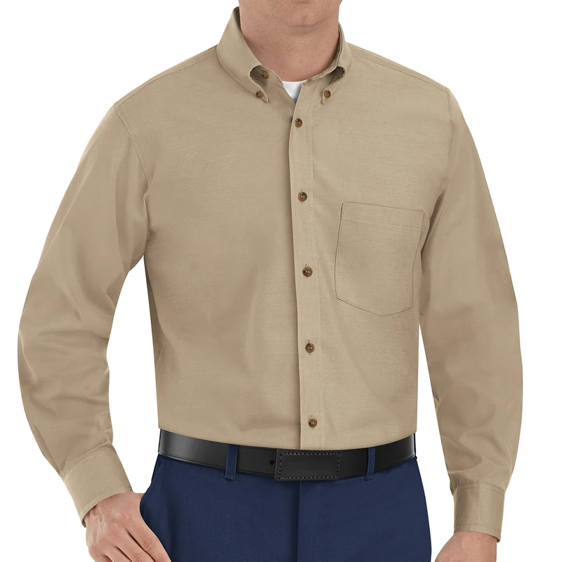 Red Kap Men's Poplin Dress Shirt, Khaki, 5X-Large Tall - Image 1