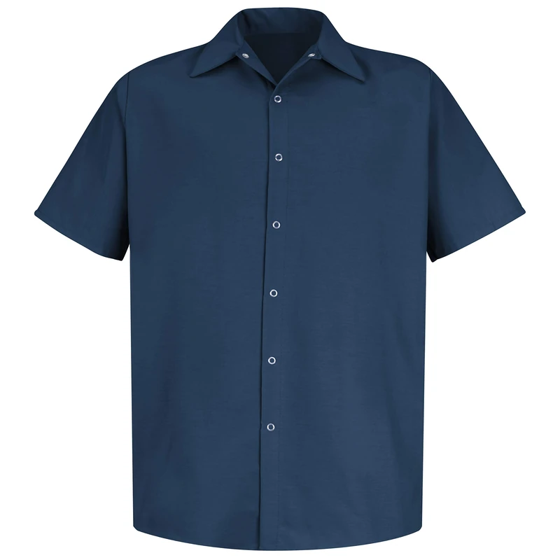 Red Kap Men's Specialized Pocketless Work Shirt - - Medium Navy