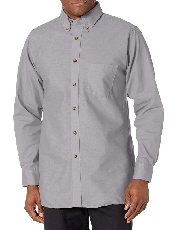 Red Kap Men's Poplin Dress Shirt, Silver Grey, XL