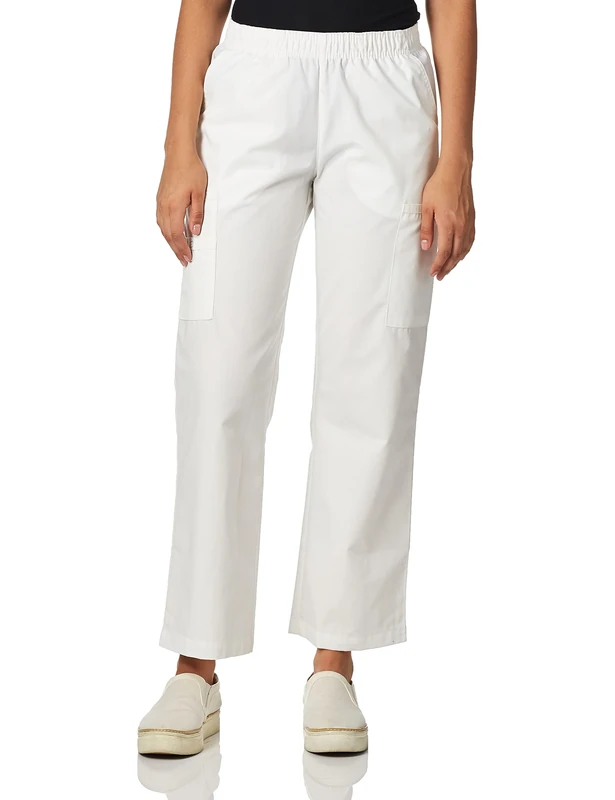 WonderWink 5016XWHT2XL Origins Women's Quebec Fit Pull On Cargo Pant, White, Extended - 2X Large