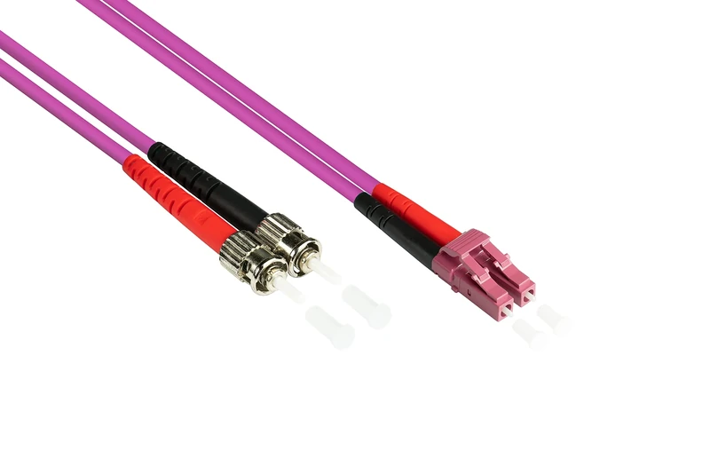 Good Connections LWL Duplex Patch Cable LC to SC Multimode 50/125 Inch Fibre Optic orange OM4 - Violett/Pink 15 m