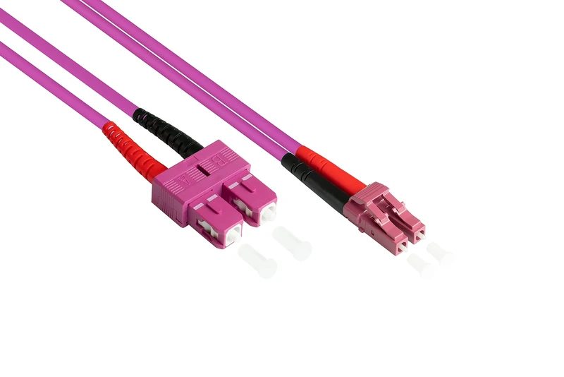 Good Connections LWL Duplex Patch Cable LC to SC Multimode 50/125 Inch Fibre Optic orange OM4 - Violett/Pink 20 m