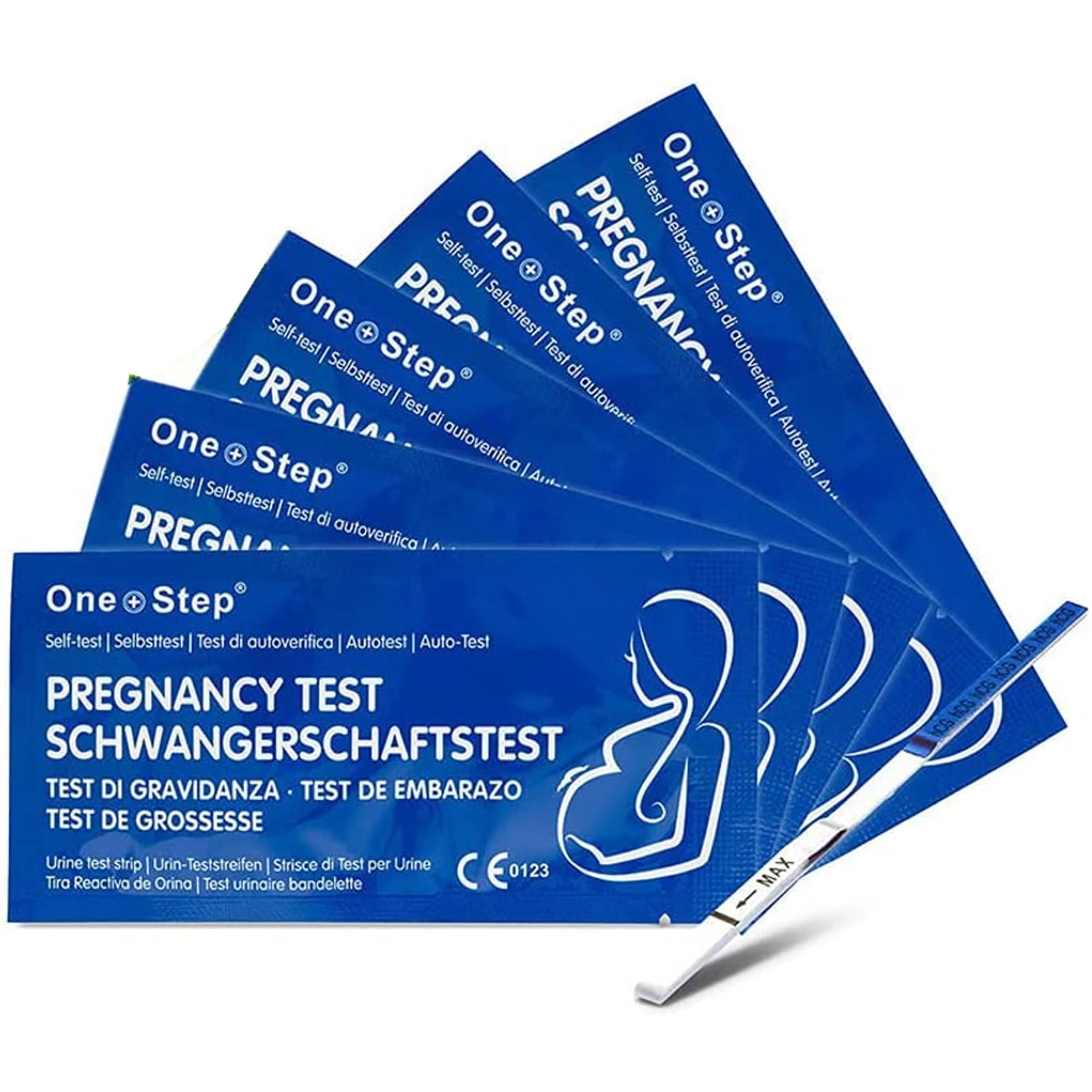 One Step 5 x Highly Sensitive 10mIU Pregnancy Test Strips (Tests up to 6 Days Earlier)