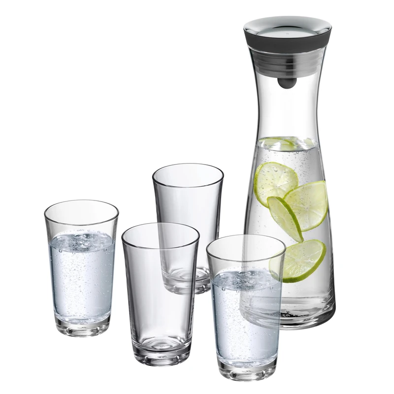 WMF Water Decanter with Water Glass, Transparent, 25 Litre, 5-Piece